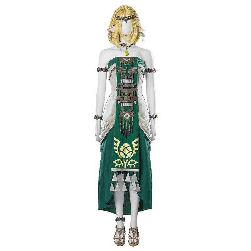 Anime Cosplay Dress For Women - ชุดเจ้าหญิงเซลด้าสีเขียว TotK Kingdom LoZ Tears ชุดคอสเพลย์ครบชุดสำหรับผู้หญิง