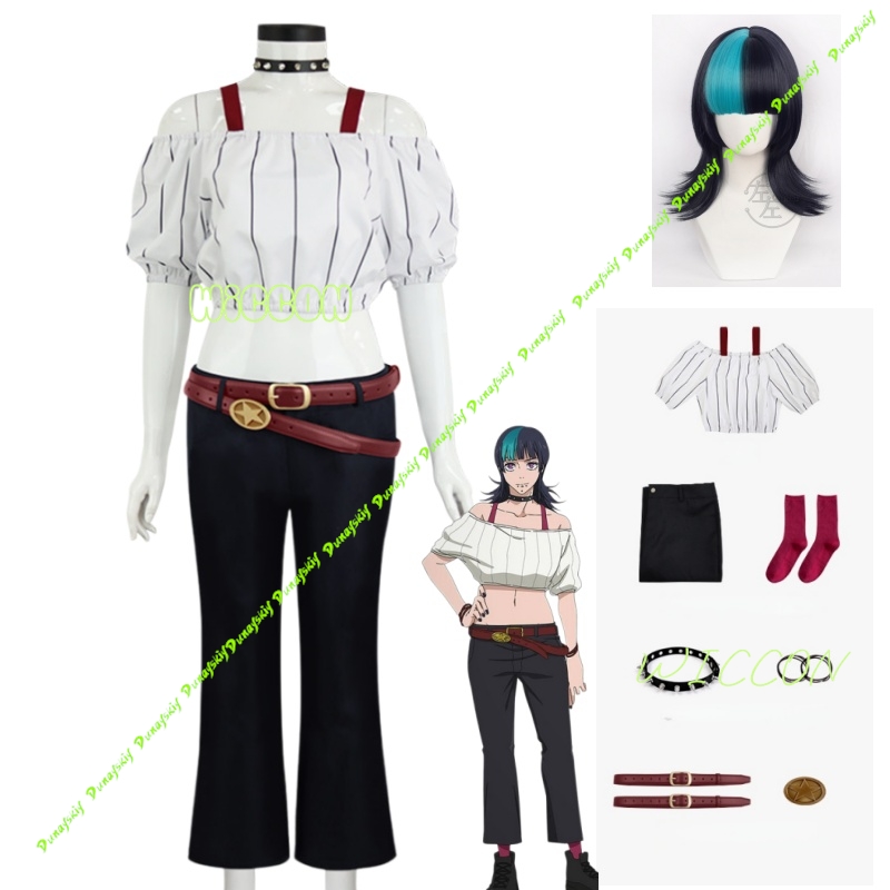 Anime Cosplay Jujutsu - อะนิเมะจูจุสึ คิราระ โฮชิ ไคเซ็นคอสเพลย์ชุดวิกผมชุดโชคเกอร์ถุงเท้าเข็มขัดอุปกรณ์เสริมผู้หญิงกางเกงฮาโลวีน ฮาการิ คินจิ