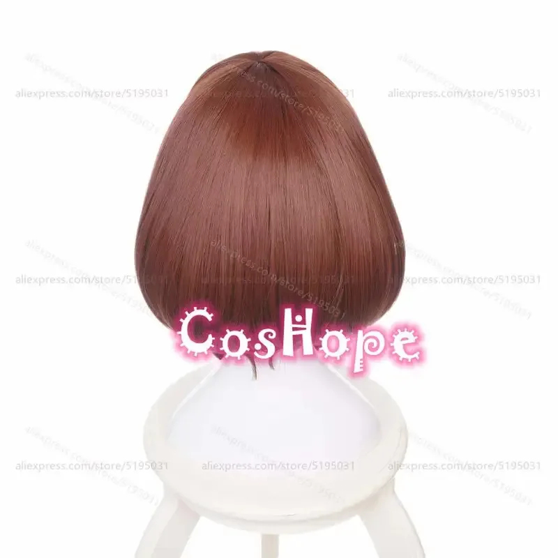 Anime Cosplay Nun - e,4;v'6\k/MHA OCHACO URARAKA วิกผมสั้นสีน้ำตาลสำหรับผู้หญิง วิกคอสเพลย์อนิเมะ วิกผมสังเคราะห์ทนความร้อน5;g'8.n/3