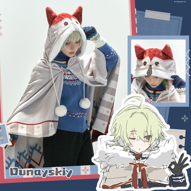Anime Cosplay Dress For Women - ชุดคอสเพลย์เกมอนิเมะ: Genshin Impact ชุดเสื้อคลุมและถุงมือของอเลียวชา ชุดนักล่าสัตว์สโนว์นอยา สำหรับผู้หญิงและผู้ชายในวันฮาโลวีน
