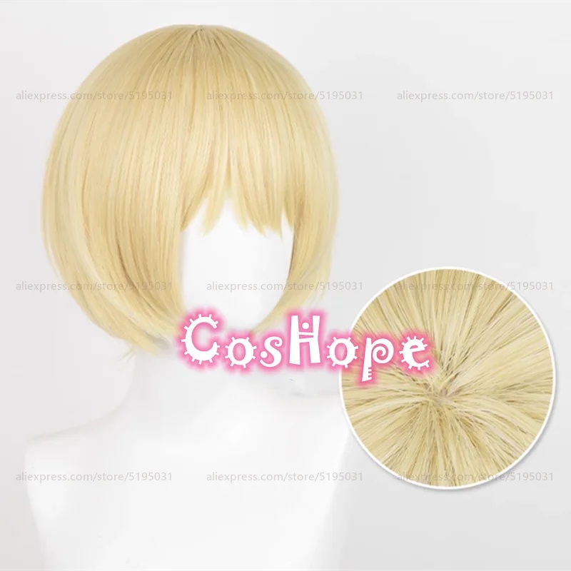 Anime Cosplay Nun - วิกผมบ๊อบสั้น 30 ซม. สีทองอ่อน ของอาร์มิน อาร์เลิร์ต
