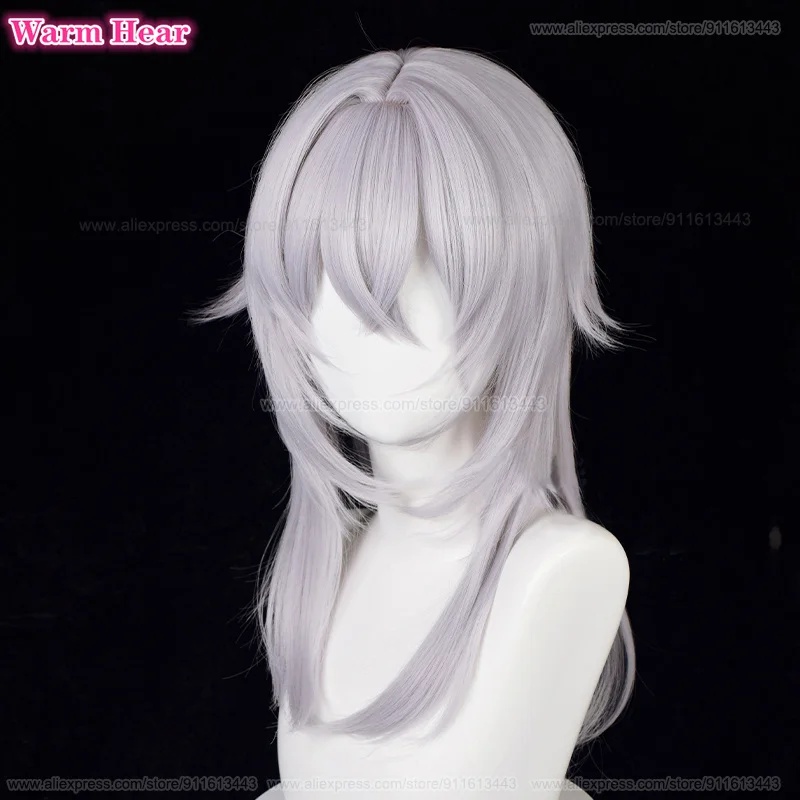 Anime Cosplay Nun - วิกผมคอสเพลย์อนิเมะสีเงินเทา ความยาว 52 ซม. ทนความร้อน สำหรับฮาโลวีน
